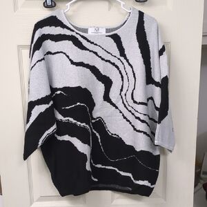 Magaschoni Abstract Wave Crewneck Sweater - Black & White